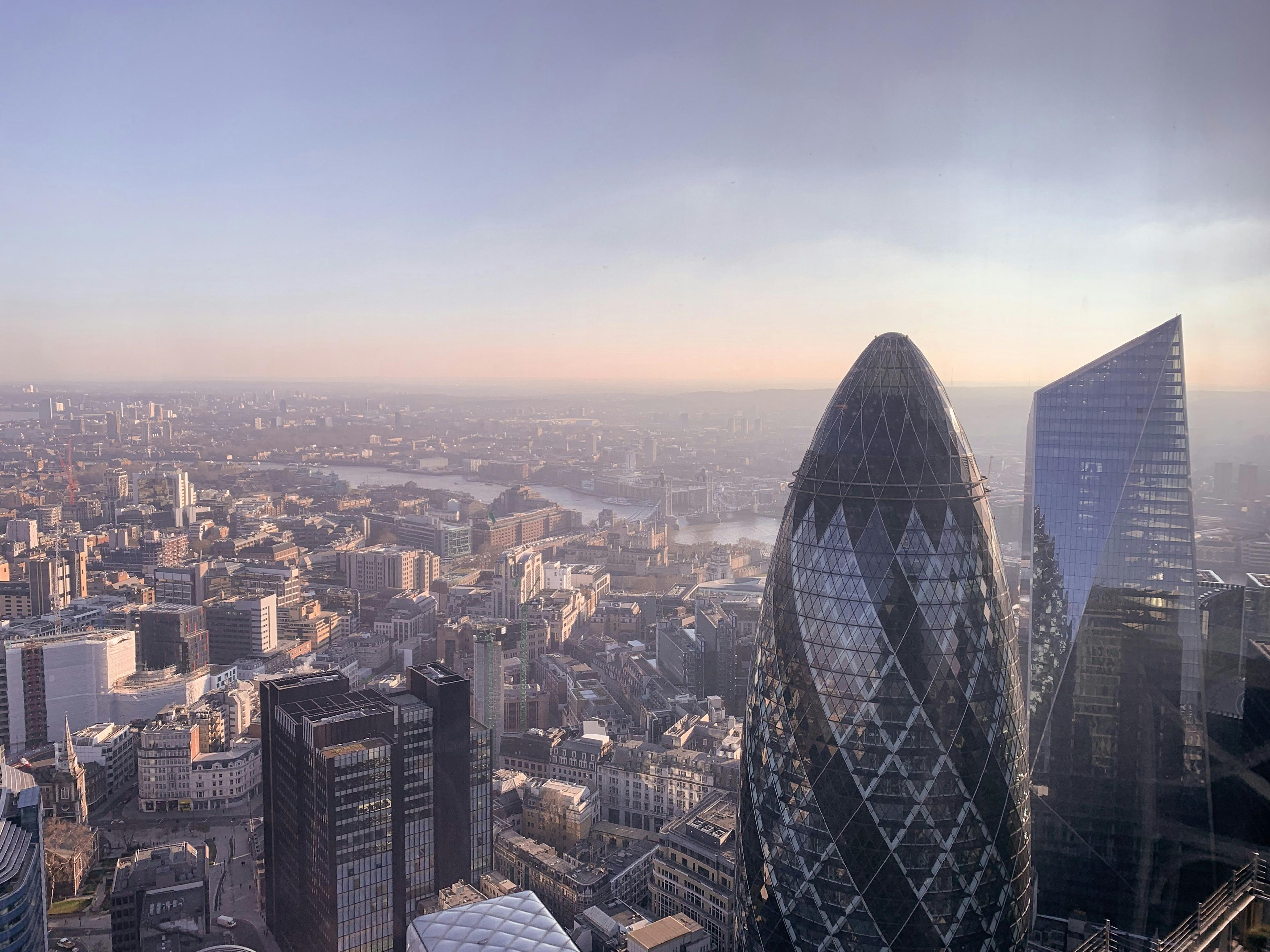 The London skyline and the River Thames at sunset
